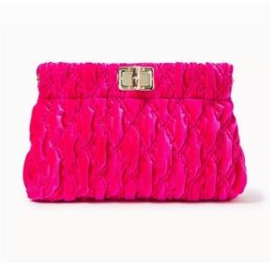 Lilly Pulitzer Quilted Velvet Pink Clutch